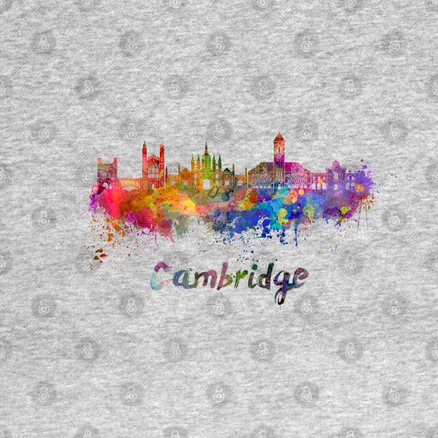 Cambridge skyline in watercolor by PaulrommerArt